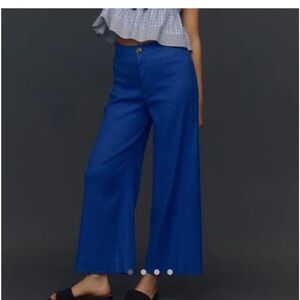 Anthropologie Maeve Royal Blue Colette Wide-Leg Pants